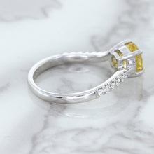 Load image into Gallery viewer, 1.49ct Round Yellow Sapphire Ring with Diamond Accents in 18K White Gold