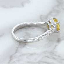 Load image into Gallery viewer, 1.49ct Round Yellow Sapphire Ring with Diamond Accents in 18K White Gold