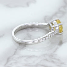 Load image into Gallery viewer, 1.49ct Round Yellow Sapphire Ring with Diamond Accents in 18K White Gold