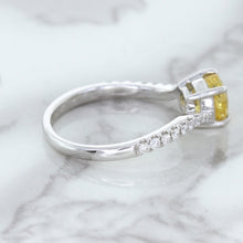 Load image into Gallery viewer, 1.49ct Round Yellow Sapphire Ring with Diamond Accents in 18K White Gold