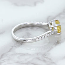 Load image into Gallery viewer, 1.49ct Round Yellow Sapphire Ring with Diamond Accents in 18K White Gold