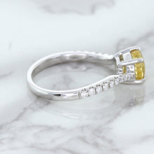 Load image into Gallery viewer, 1.49ct Round Yellow Sapphire Ring with Diamond Accents in 18K White Gold