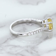 Load image into Gallery viewer, 1.49ct Round Yellow Sapphire Ring with Diamond Accents in 18K White Gold
