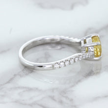 Load image into Gallery viewer, 1.49ct Round Yellow Sapphire Ring with Diamond Accents in 18K White Gold