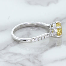 Load image into Gallery viewer, 1.49ct Round Yellow Sapphire Ring with Diamond Accents in 18K White Gold