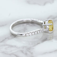 Load image into Gallery viewer, 1.49ct Round Yellow Sapphire Ring with Diamond Accents in 18K White Gold