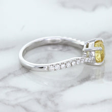 Load image into Gallery viewer, 1.49ct Round Yellow Sapphire Ring with Diamond Accents in 18K White Gold