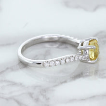 Load image into Gallery viewer, 1.49ct Round Yellow Sapphire Ring with Diamond Accents in 18K White Gold