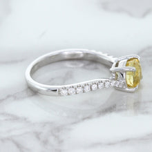 Load image into Gallery viewer, 1.49ct Round Yellow Sapphire Ring with Diamond Accents in 18K White Gold