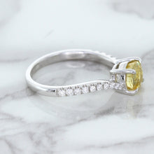 Load image into Gallery viewer, 1.49ct Round Yellow Sapphire Ring with Diamond Accents in 18K White Gold
