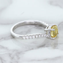 Load image into Gallery viewer, 1.49ct Round Yellow Sapphire Ring with Diamond Accents in 18K White Gold