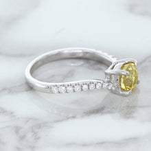 Load image into Gallery viewer, 1.49ct Round Yellow Sapphire Ring with Diamond Accents in 18K White Gold