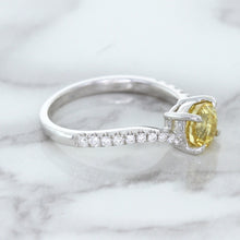 Load image into Gallery viewer, 1.49ct Round Yellow Sapphire Ring with Diamond Accents in 18K White Gold
