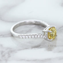 Load image into Gallery viewer, 1.49ct Round Yellow Sapphire Ring with Diamond Accents in 18K White Gold