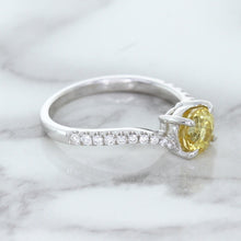 Load image into Gallery viewer, 1.49ct Round Yellow Sapphire Ring with Diamond Accents in 18K White Gold