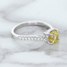 Load image into Gallery viewer, 1.49ct Round Yellow Sapphire Ring with Diamond Accents in 18K White Gold