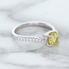 Load image into Gallery viewer, 1.49ct Round Yellow Sapphire Ring with Diamond Accents in 18K White Gold