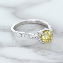 Load image into Gallery viewer, 1.49ct Round Yellow Sapphire Ring with Diamond Accents in 18K White Gold