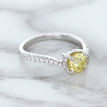 Load image into Gallery viewer, 1.49ct Round Yellow Sapphire Ring with Diamond Accents in 18K White Gold