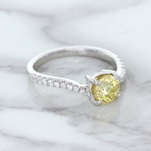 Load image into Gallery viewer, 1.49ct Round Yellow Sapphire Ring with Diamond Accents in 18K White Gold