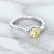 Load image into Gallery viewer, 1.49ct Round Yellow Sapphire Ring with Diamond Accents in 18K White Gold