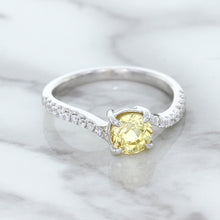 Load image into Gallery viewer, 1.49ct Round Yellow Sapphire Ring with Diamond Accents in 18K White Gold