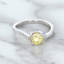 Load image into Gallery viewer, 1.49ct Round Yellow Sapphire Ring with Diamond Accents in 18K White Gold