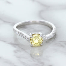 Load image into Gallery viewer, 1.49ct Round Yellow Sapphire Ring with Diamond Accents in 18K White Gold