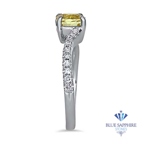 1.49ct Round Yellow Sapphire Ring with Diamond Accents in 18K White Gold