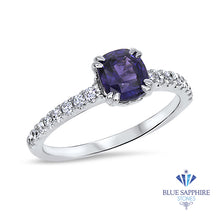 Load image into Gallery viewer, 1.12ct Cushion Purple Sapphire Ring with Diamonds in 18K White Gold