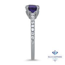 Load image into Gallery viewer, 1.12ct Cushion Purple Sapphire Ring with Diamonds in 18K White Gold

