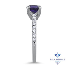 Load image into Gallery viewer, 1.12ct Cushion Purple Sapphire Ring with Diamonds in 18K White Gold