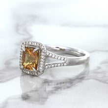 Load image into Gallery viewer, 1.14ct Cushion Unheated Peach Sapphire with Diamond Halo in 18K White Gold
