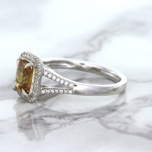 Load image into Gallery viewer, 1.14ct Cushion Unheated Peach Sapphire with Diamond Halo in 18K White Gold