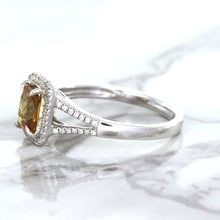 Load image into Gallery viewer, 1.14ct Cushion Unheated Peach Sapphire with Diamond Halo in 18K White Gold