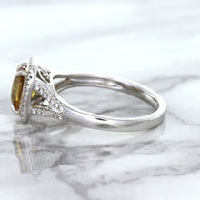 Load image into Gallery viewer, 1.14ct Cushion Unheated Peach Sapphire with Diamond Halo in 18K White Gold