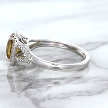 Load image into Gallery viewer, 1.14ct Cushion Unheated Peach Sapphire with Diamond Halo in 18K White Gold