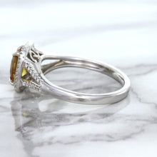 Load image into Gallery viewer, 1.14ct Cushion Unheated Peach Sapphire with Diamond Halo in 18K White Gold