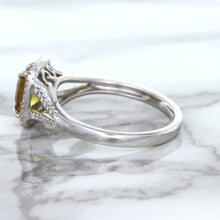 Load image into Gallery viewer, 1.14ct Cushion Unheated Peach Sapphire with Diamond Halo in 18K White Gold