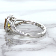 Load image into Gallery viewer, 1.14ct Cushion Unheated Peach Sapphire with Diamond Halo in 18K White Gold