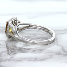 Load image into Gallery viewer, 1.14ct Cushion Unheated Peach Sapphire with Diamond Halo in 18K White Gold