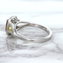 Load image into Gallery viewer, 1.14ct Cushion Unheated Peach Sapphire with Diamond Halo in 18K White Gold