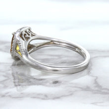 Load image into Gallery viewer, 1.14ct Cushion Unheated Peach Sapphire with Diamond Halo in 18K White Gold