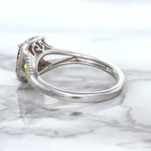 Load image into Gallery viewer, 1.14ct Cushion Unheated Peach Sapphire with Diamond Halo in 18K White Gold