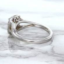 Load image into Gallery viewer, 1.14ct Cushion Unheated Peach Sapphire with Diamond Halo in 18K White Gold