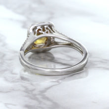 Load image into Gallery viewer, 1.14ct Cushion Unheated Peach Sapphire with Diamond Halo in 18K White Gold