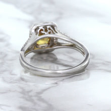 Load image into Gallery viewer, 1.14ct Cushion Unheated Peach Sapphire with Diamond Halo in 18K White Gold
