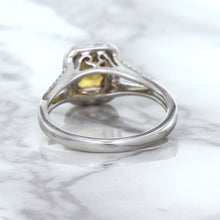Load image into Gallery viewer, 1.14ct Cushion Unheated Peach Sapphire with Diamond Halo in 18K White Gold