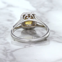 Load image into Gallery viewer, 1.14ct Cushion Unheated Peach Sapphire with Diamond Halo in 18K White Gold