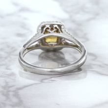 Load image into Gallery viewer, 1.14ct Cushion Unheated Peach Sapphire with Diamond Halo in 18K White Gold